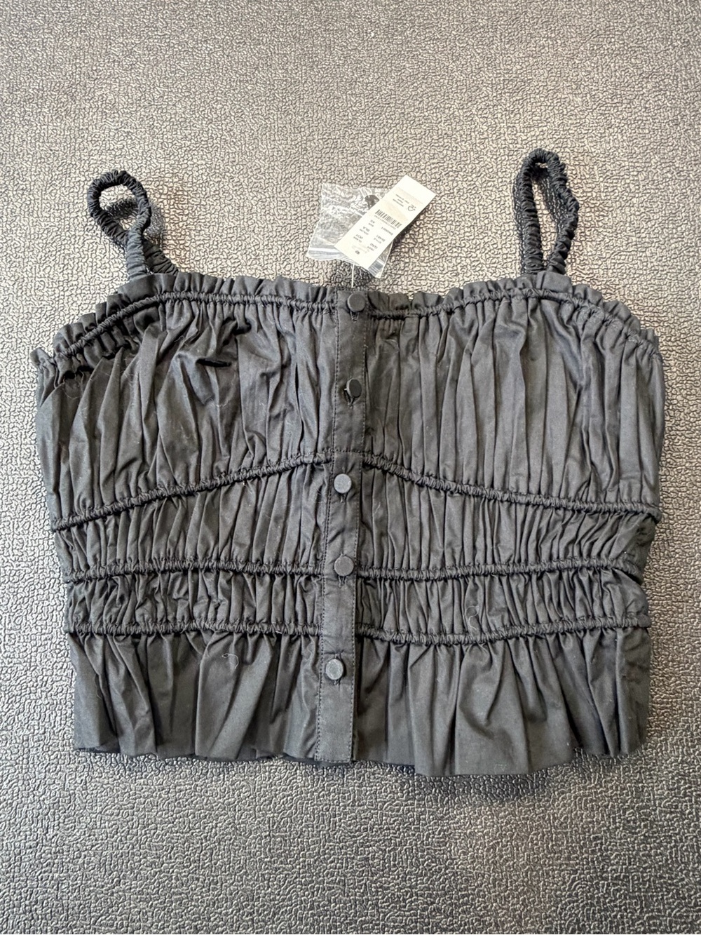 J.Crew Black Ruched Cropped Cami Top NWT Size XS Cottagecore gothcore Y2K 90s